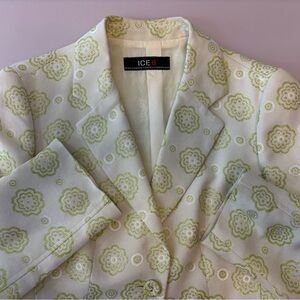 Iceberg Cream Blazer with Green Pattern